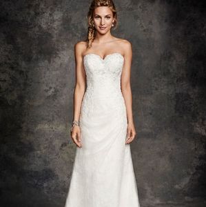 Ella Rosa BE260 Ivory 16 Pleated Lace over Lace Wedding Dress